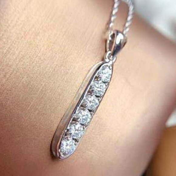 Korean Style Round Cubic Zirconia Necklace For Women, FB16FA1017 - Picture 2 of 4